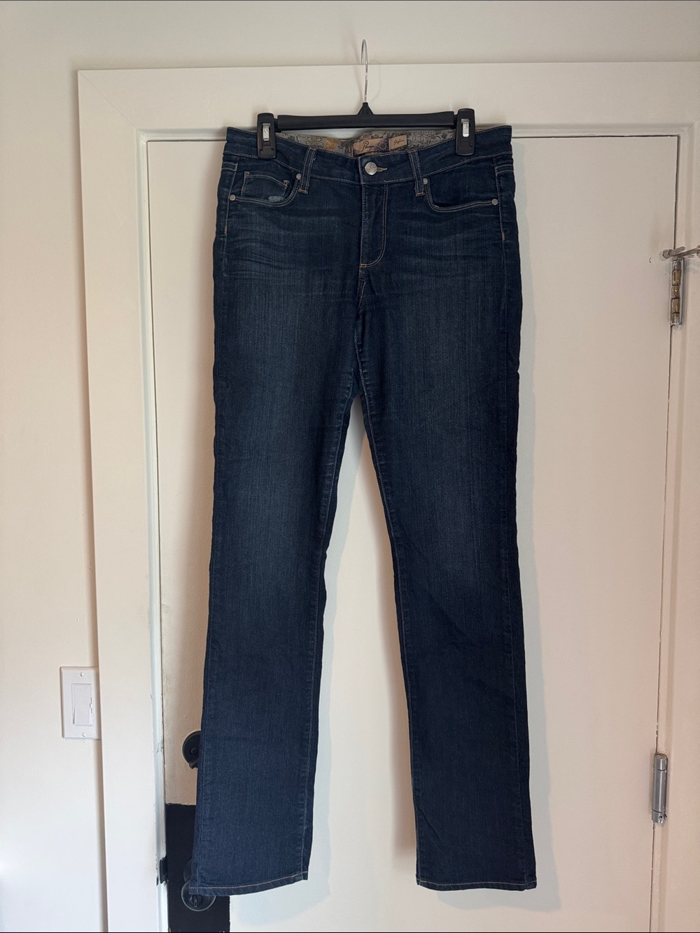 PAIGE Dark Indigo Straight Leg Jeans